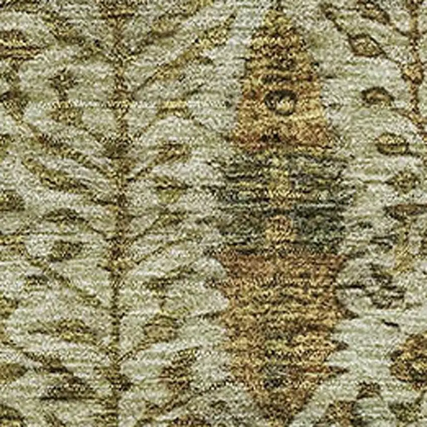 Wheat And Gold Floral Vines Washable Area Rug With UV Protection Photo 3