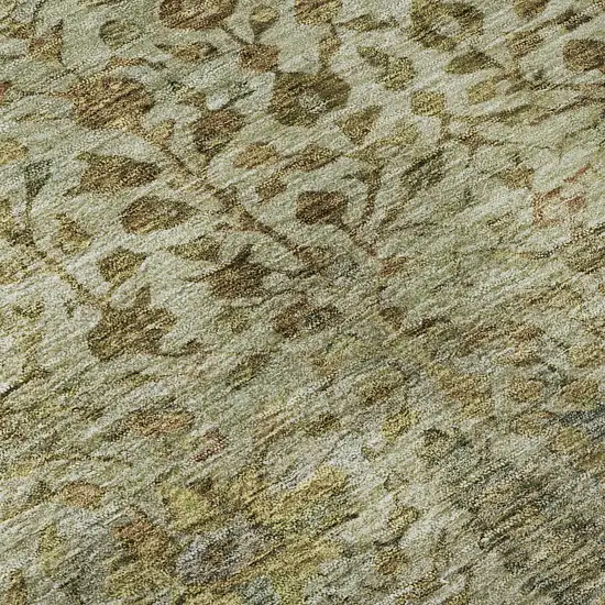 Wheat And Gold Floral Vines Washable Area Rug With UV Protection Photo 8