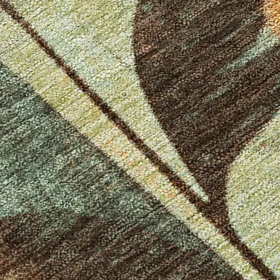 Wheat And Gold Floral Washable Indoor Outdoor Area Rug Photo 3