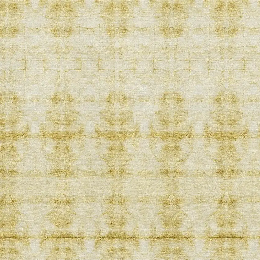 Wheat And Gold Geometric Washable Area Rug With UV Protection Photo 3