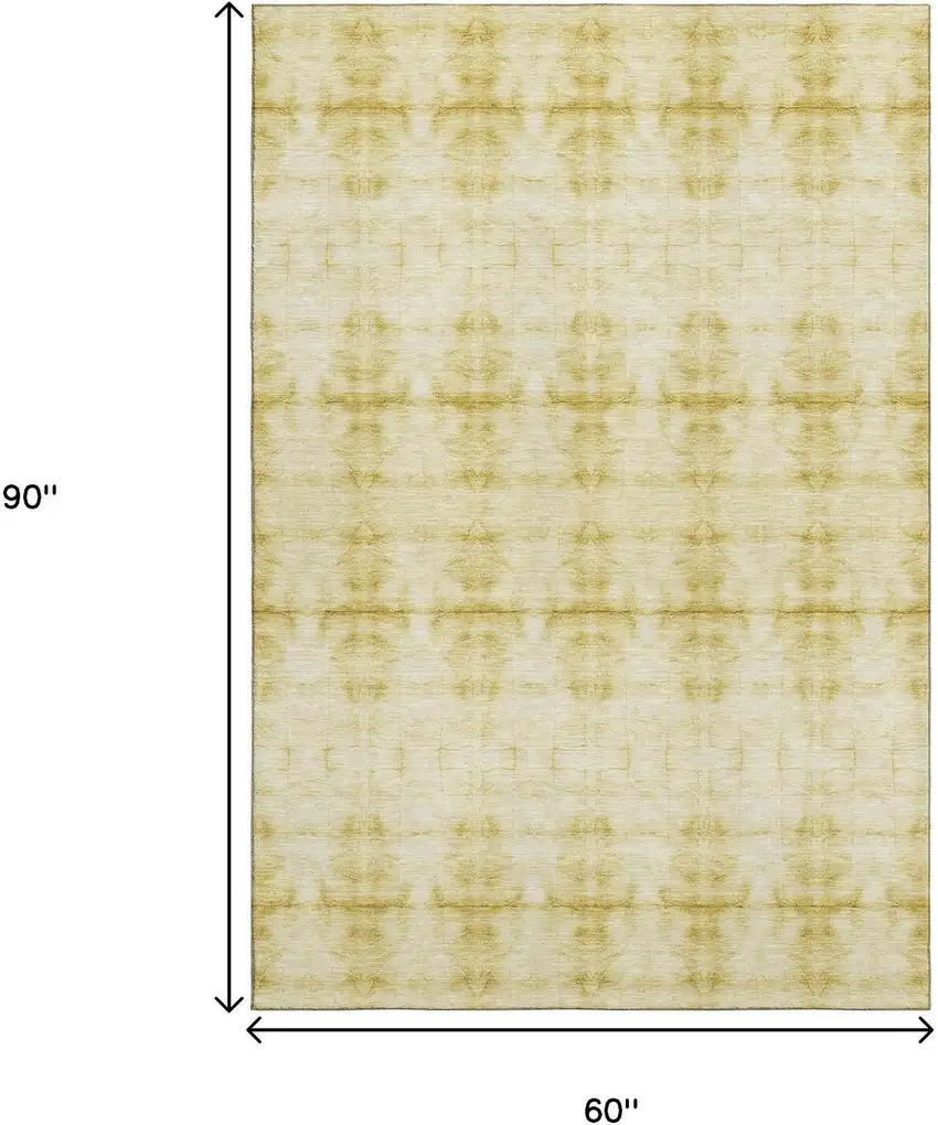 Wheat And Gold Geometric Washable Area Rug With UV Protection Photo 3
