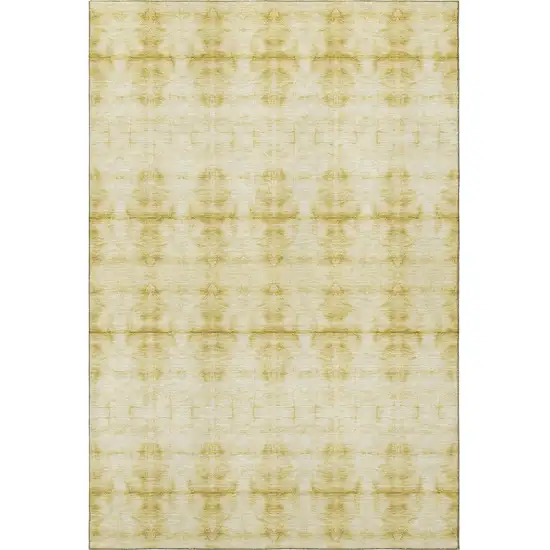 Wheat And Gold Geometric Washable Area Rug With UV Protection Photo 4