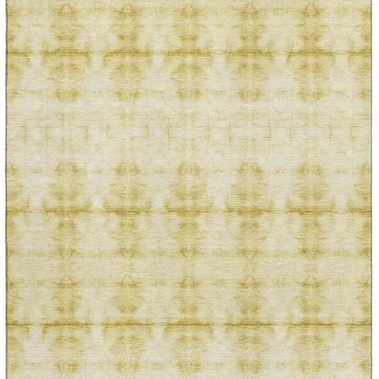 Wheat And Gold Geometric Washable Area Rug With UV Protection Photo 3