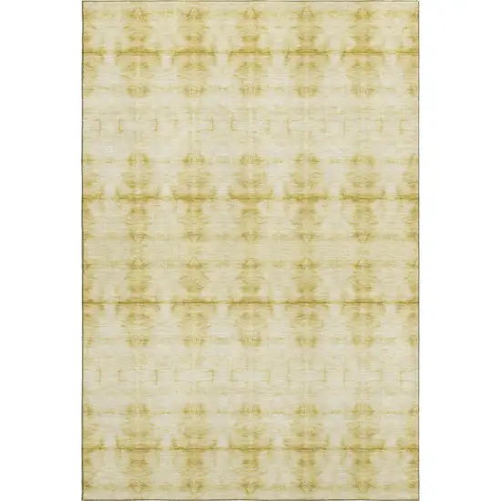 Wheat And Gold Geometric Washable Area Rug With UV Protection Photo 1