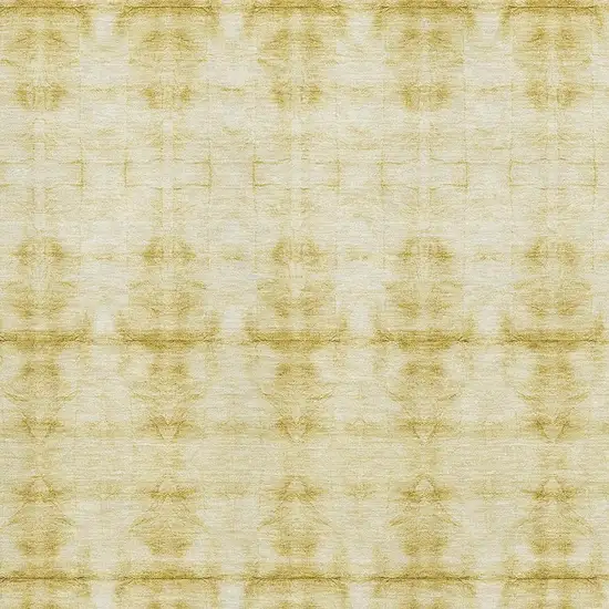 Wheat And Gold Geometric Washable Area Rug With UV Protection Photo 3