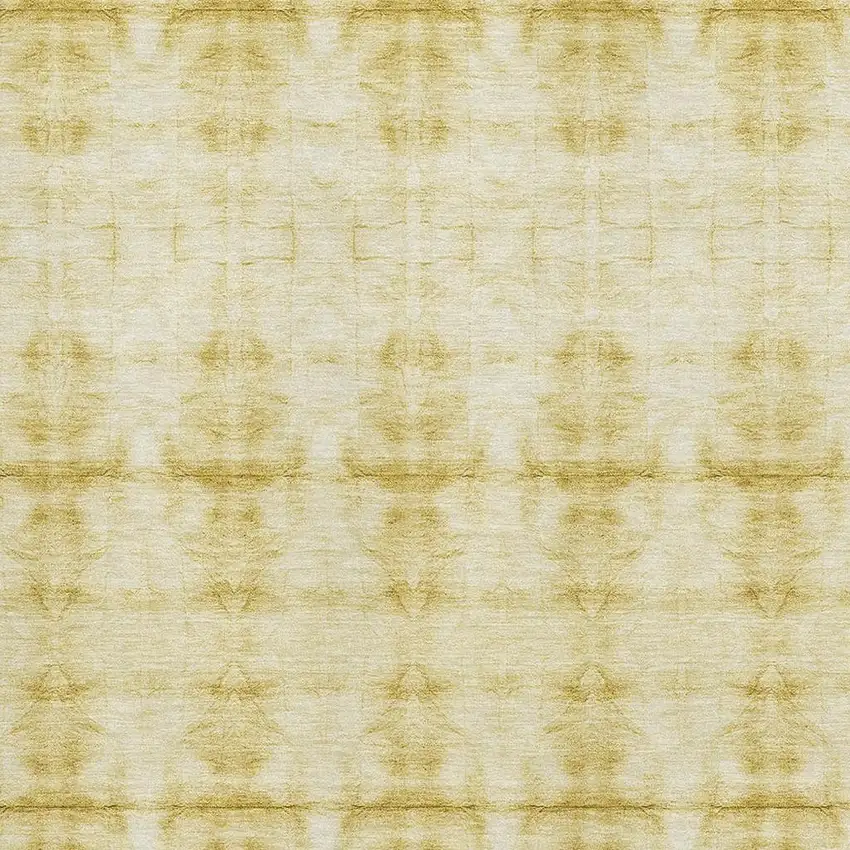 Wheat And Gold Geometric Washable Area Rug With UV Protection Photo 3