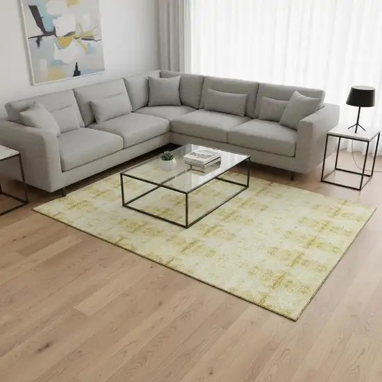 Wheat And Gold Geometric Washable Area Rug With UV Protection Photo 2