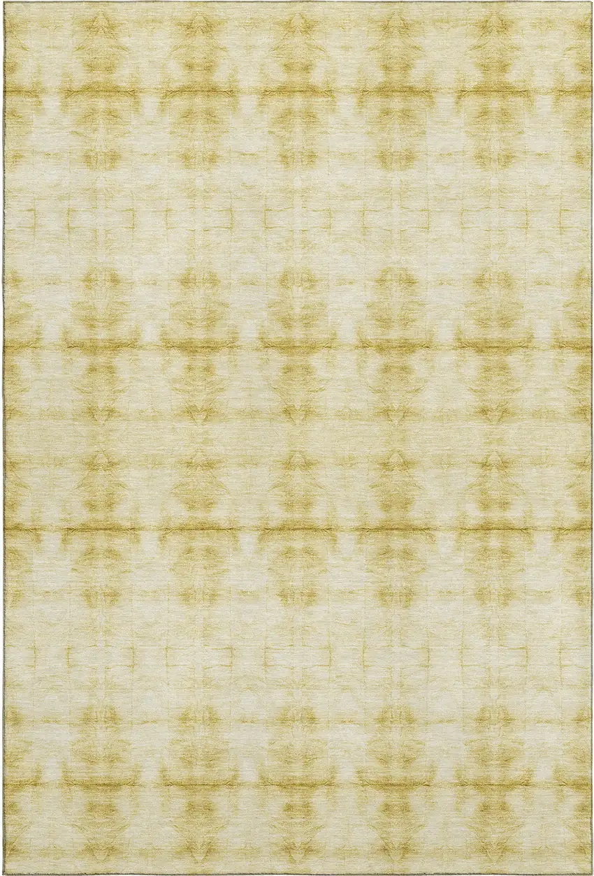 Wheat And Gold Geometric Washable Area Rug With UV Protection Photo 1