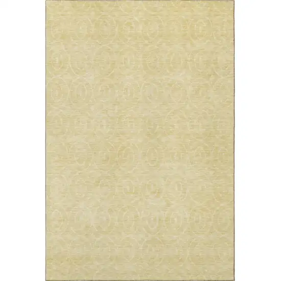 Wheat And Gold Geometric Washable Area Rug With UV Protection Photo 3