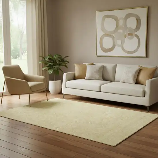 Wheat And Gold Geometric Washable Area Rug With UV Protection Photo 2