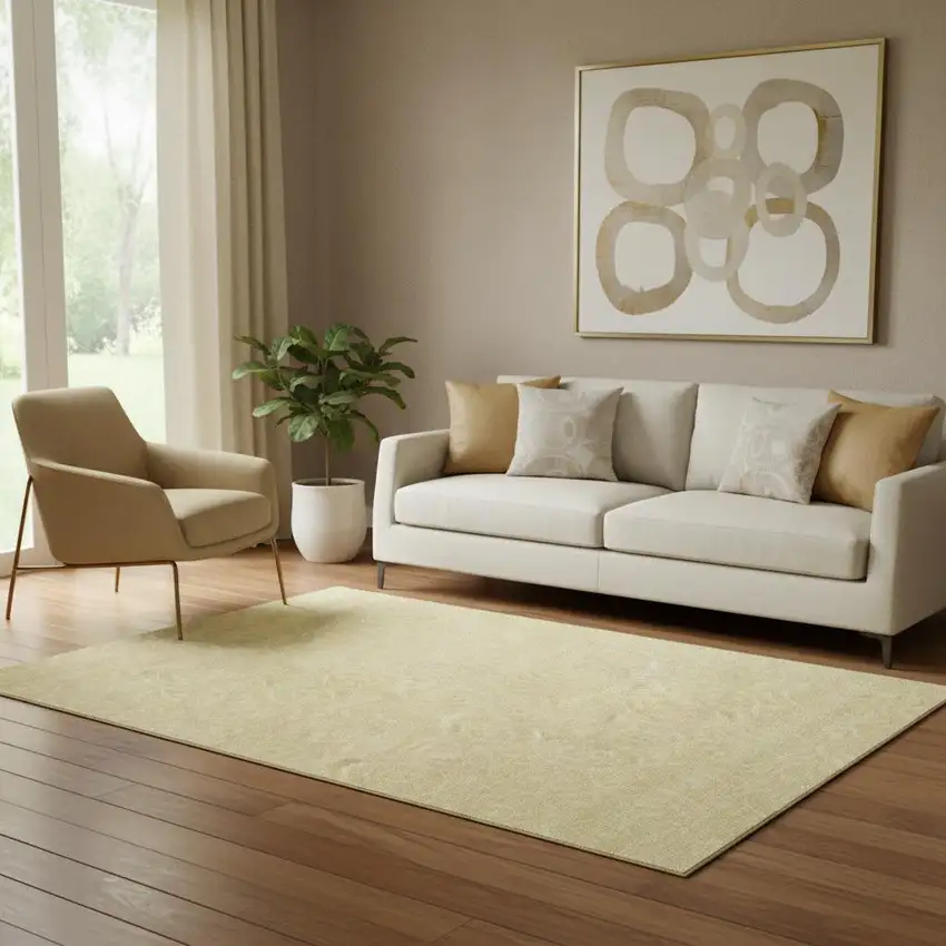 Wheat And Gold Geometric Washable Area Rug With UV Protection Photo 2