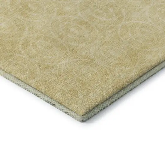Wheat And Gold Geometric Washable Area Rug With UV Protection Photo 7