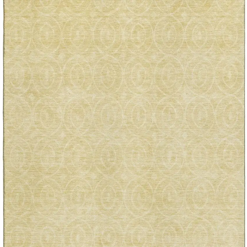Wheat And Gold Geometric Washable Area Rug With UV Protection Photo 3