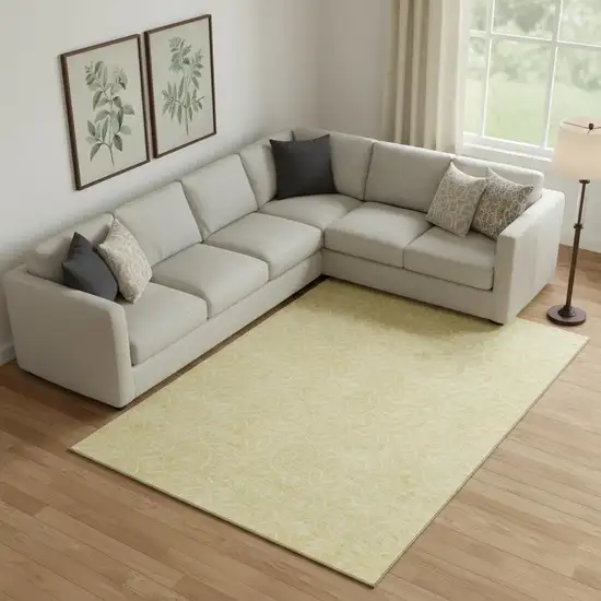 Wheat And Gold Geometric Washable Area Rug With UV Protection Photo 2