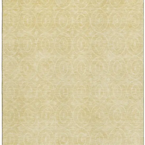 Wheat And Gold Geometric Washable Area Rug With UV Protection Photo 2