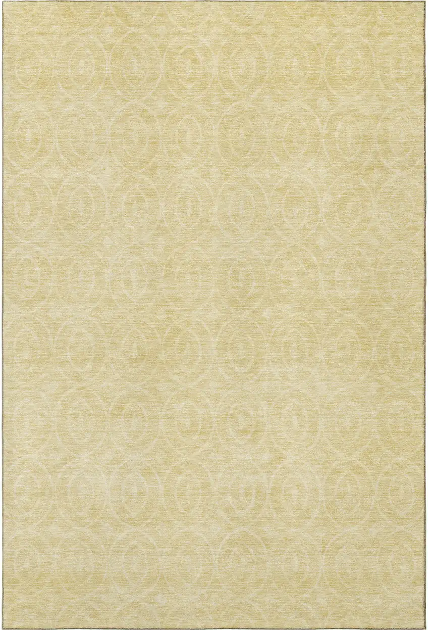 Wheat And Gold Geometric Washable Area Rug With UV Protection Photo 3