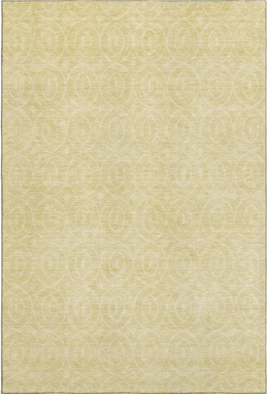 Wheat And Gold Geometric Washable Area Rug With UV Protection Photo 1
