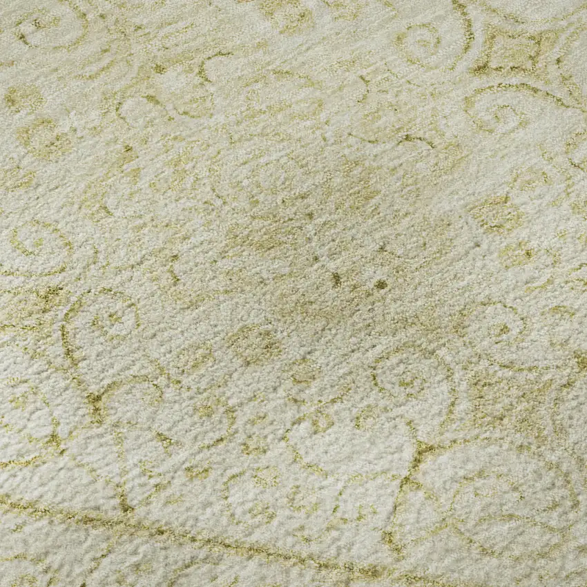 Wheat And Gold Geometric Washable Area Rug With UV Protection Photo 9