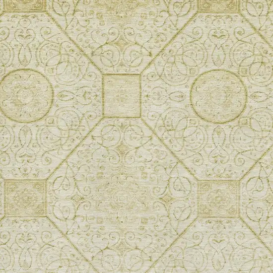 Wheat And Gold Geometric Washable Area Rug With UV Protection Photo 2