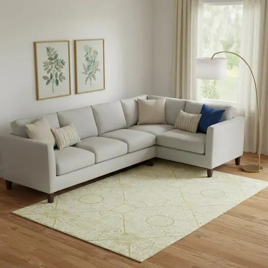 Wheat And Gold Geometric Washable Area Rug With UV Protection Photo 2