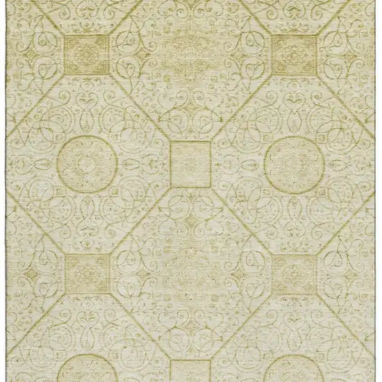 Wheat And Gold Geometric Washable Area Rug With UV Protection Photo 3
