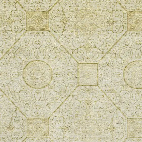 Wheat And Gold Geometric Washable Area Rug With UV Protection Photo 2