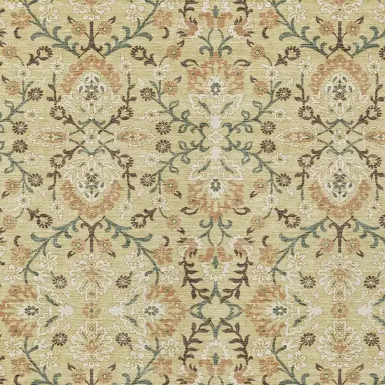 Wheat And Gold Geometric Washable Indoor Outdoor Area Rug Photo 2