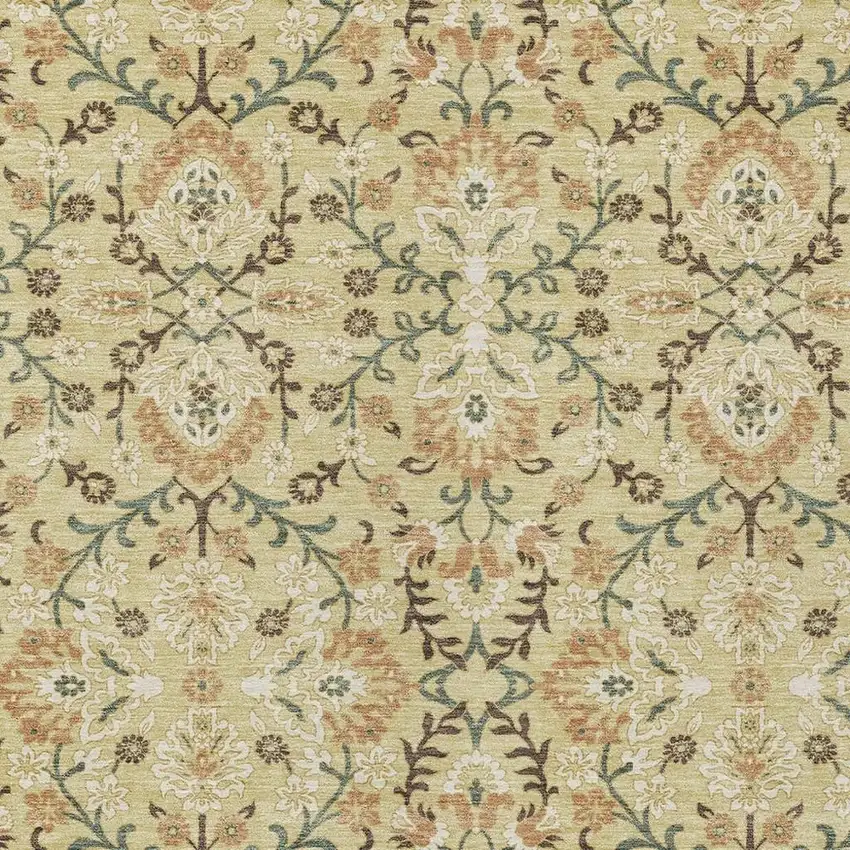 Wheat And Gold Geometric Washable Indoor Outdoor Area Rug Photo 2