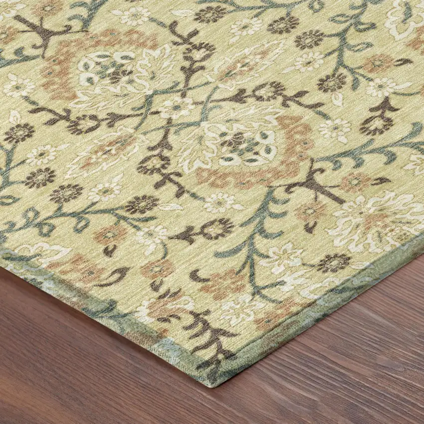 Wheat And Gold Geometric Washable Indoor Outdoor Area Rug Photo 4