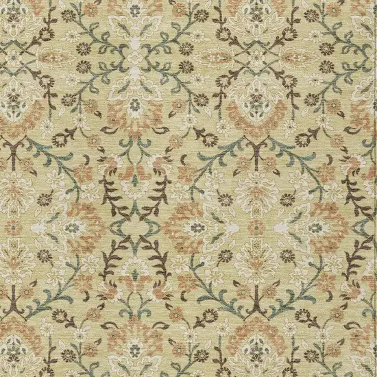 Wheat And Gold Geometric Washable Indoor Outdoor Area Rug Photo 2