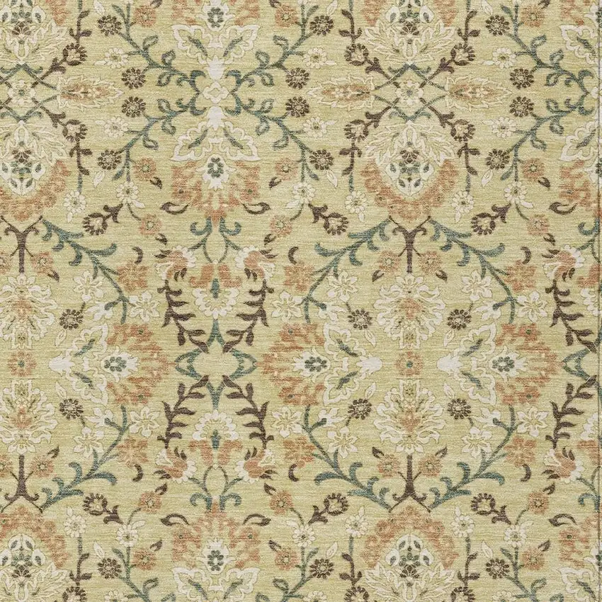 Wheat And Gold Geometric Washable Indoor Outdoor Area Rug Photo 2