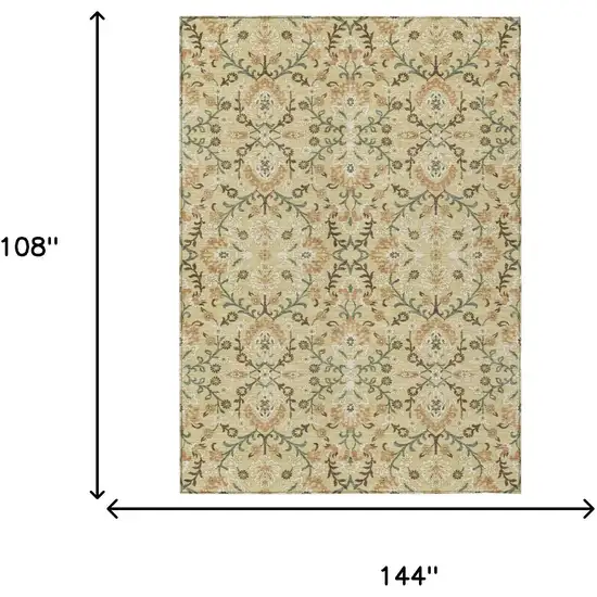 Wheat And Gold Geometric Washable Indoor Outdoor Area Rug Photo 6