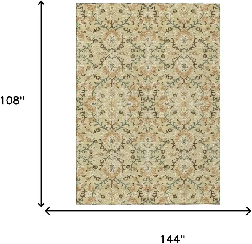 Wheat And Gold Geometric Washable Indoor Outdoor Area Rug Photo 6