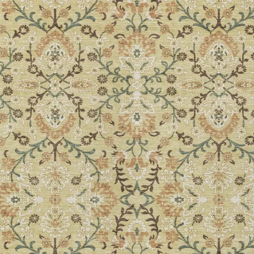 Wheat And Gold Geometric Washable Indoor Outdoor Area Rug Photo 2