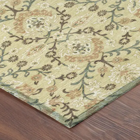 Wheat And Gold Geometric Washable Indoor Outdoor Area Rug Photo 4