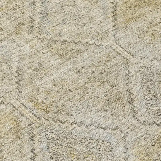 Wheat And Gold Geometric Washable Indoor Outdoor Area Rug Photo 6