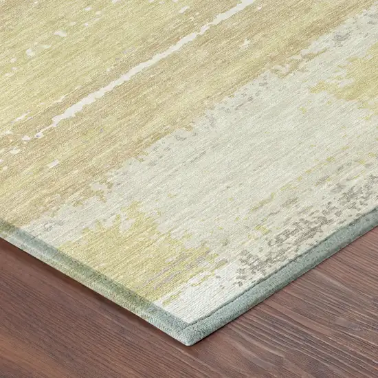 Wheat And Gold Geometric Washable Indoor Outdoor Area Rug Photo 3