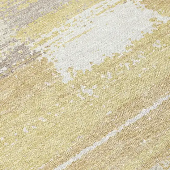 Wheat And Gold Geometric Washable Indoor Outdoor Area Rug Photo 4