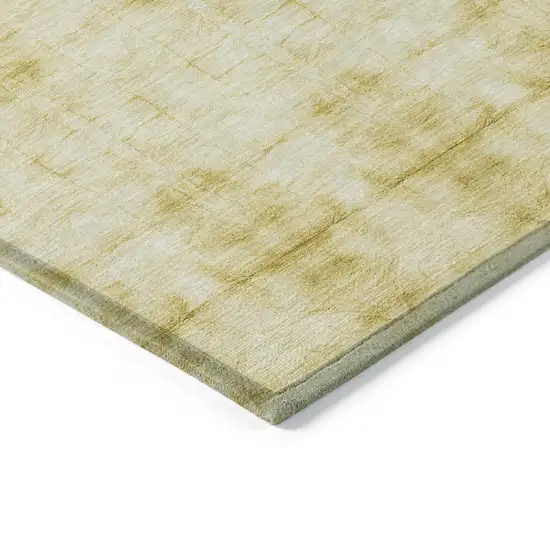Wheat And Gold Geometric Washable Indoor Outdoor Area Rug Photo 4