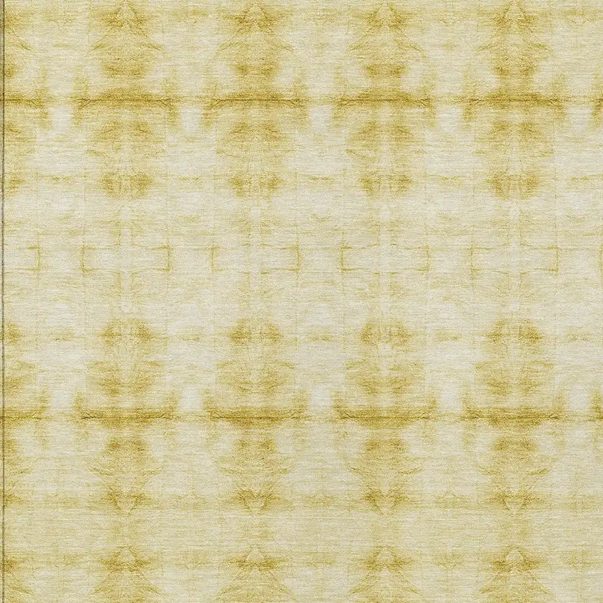 Wheat And Gold Geometric Washable Indoor Outdoor Area Rug Photo 5