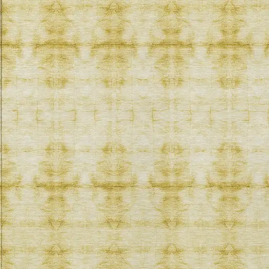 Wheat And Gold Geometric Washable Indoor Outdoor Area Rug Photo 5
