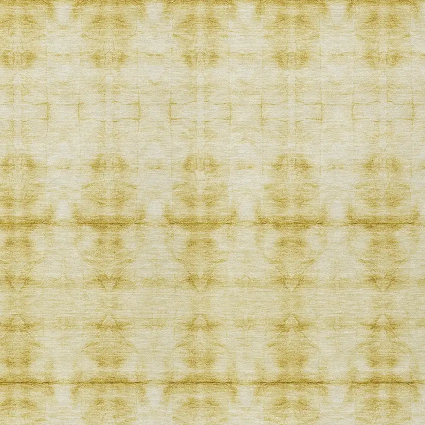 Wheat And Gold Geometric Washable Indoor Outdoor Area Rug Photo 6
