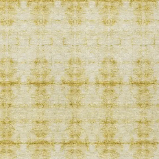 Wheat And Gold Geometric Washable Indoor Outdoor Area Rug Photo 6