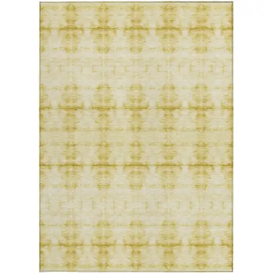 Wheat And Gold Geometric Washable Indoor Outdoor Area Rug Photo 7
