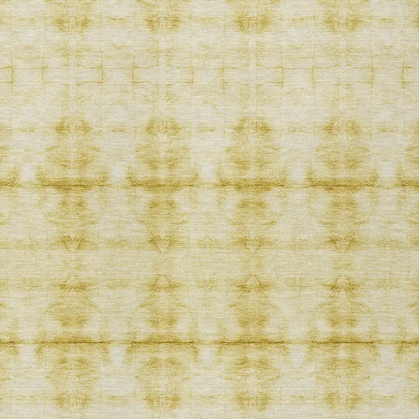 Wheat And Gold Geometric Washable Indoor Outdoor Area Rug Photo 6