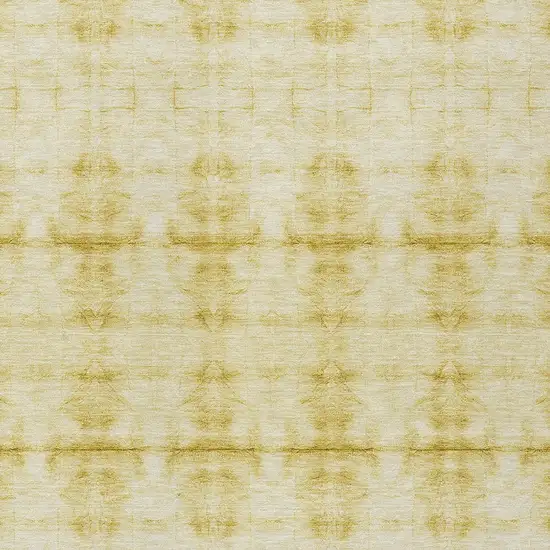 Wheat And Gold Geometric Washable Indoor Outdoor Area Rug Photo 6