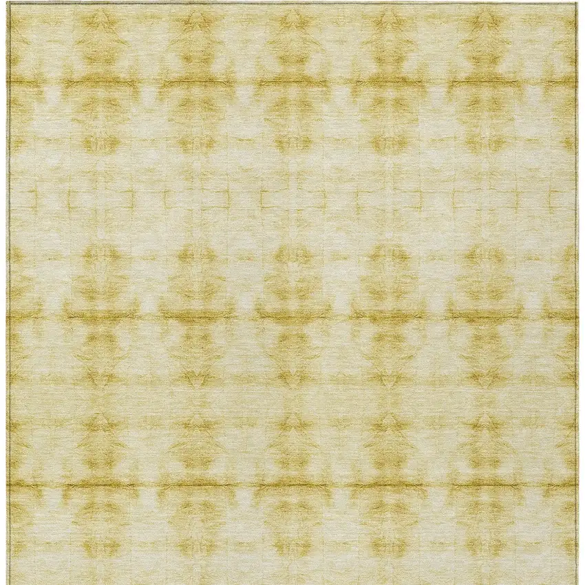 Wheat And Gold Geometric Washable Indoor Outdoor Area Rug Photo 7