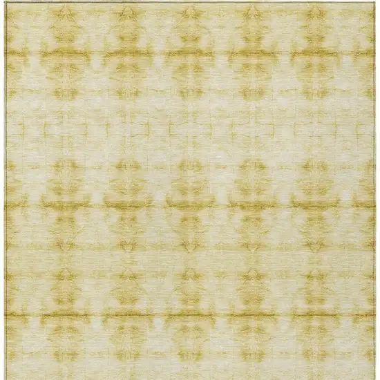 Wheat And Gold Geometric Washable Indoor Outdoor Area Rug Photo 7