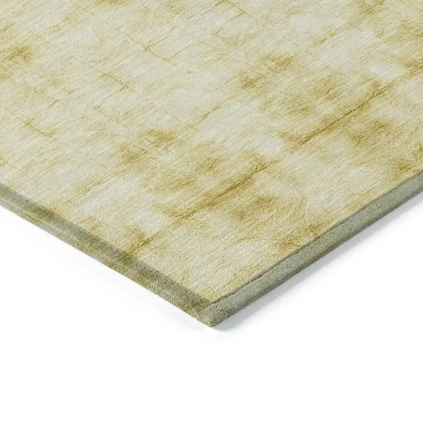 Wheat And Gold Geometric Washable Indoor Outdoor Area Rug Photo 5