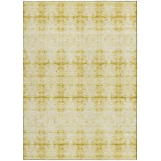 Wheat And Gold Geometric Washable Indoor Outdoor Area Rug Photo 7